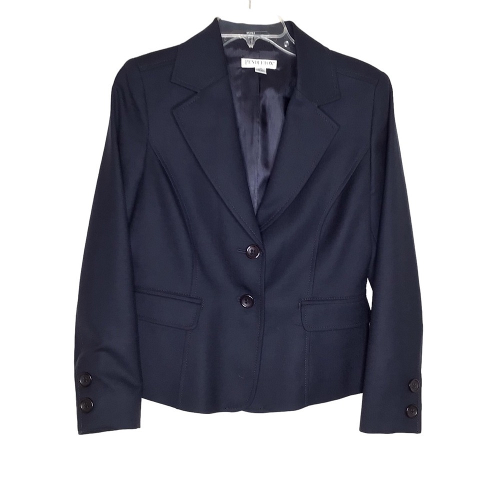 Pendleton Blazer‎ Sz 10P Black 100% Virgin Wool Office Academia EUC